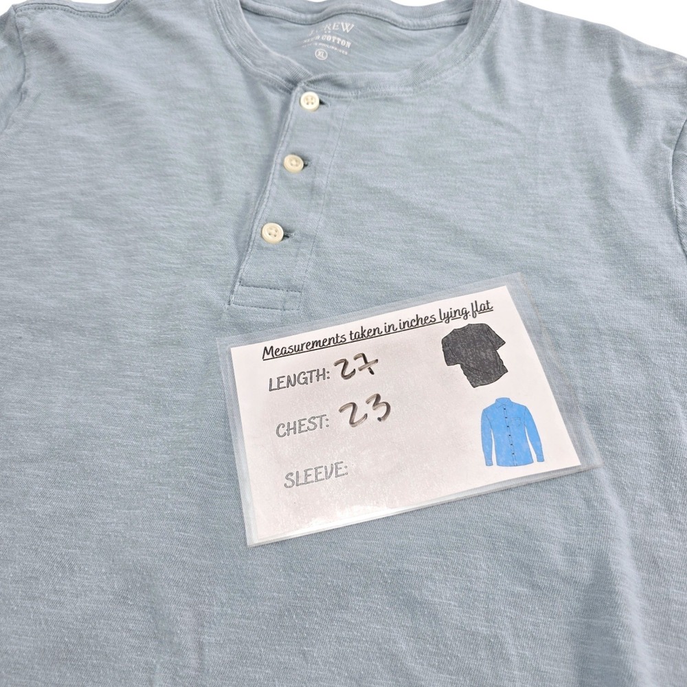 J.Crew Henley Shirt Mens XL Blue Slub Cotton Classic Short Sleeve L1965 Casual - Picture 9 of 9